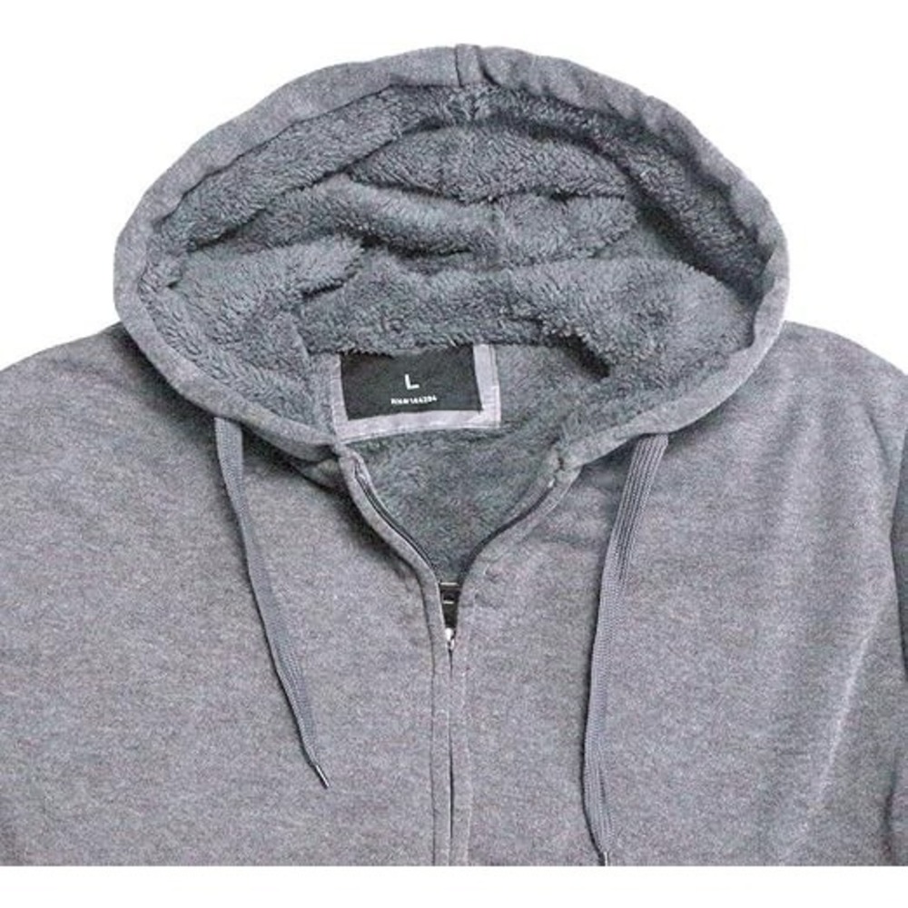 Heavyweight Sherpa Hoodie Thick Fleece Lined Full Zip Sweatshirts Jackets (XL) - Picture 3 of 4